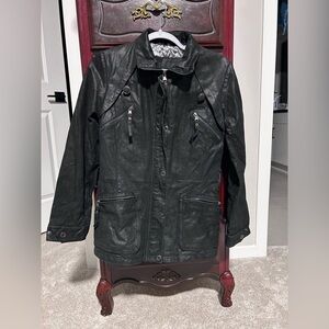 Yessica Pig Skin Leather Jacket Shiny Black Women’s Size Small